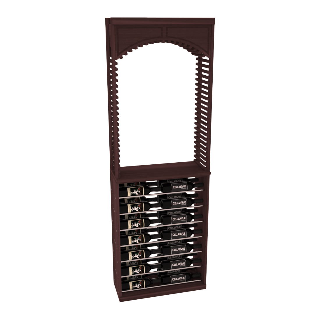 InstaCellar 26" Cellar Arch / Horizontal Display Combo – Black Metal Rods – Premium Redwood / Greywash stained