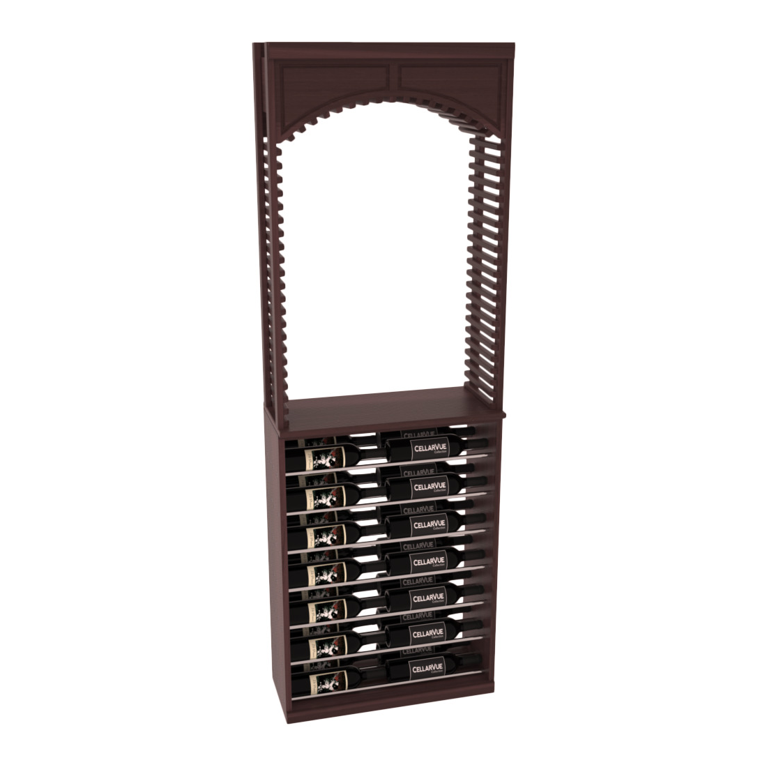 InstaCellar 26" Cellar Arch / Horizontal Display Combo – Black Metal Rods – Premium Redwood / Unstained