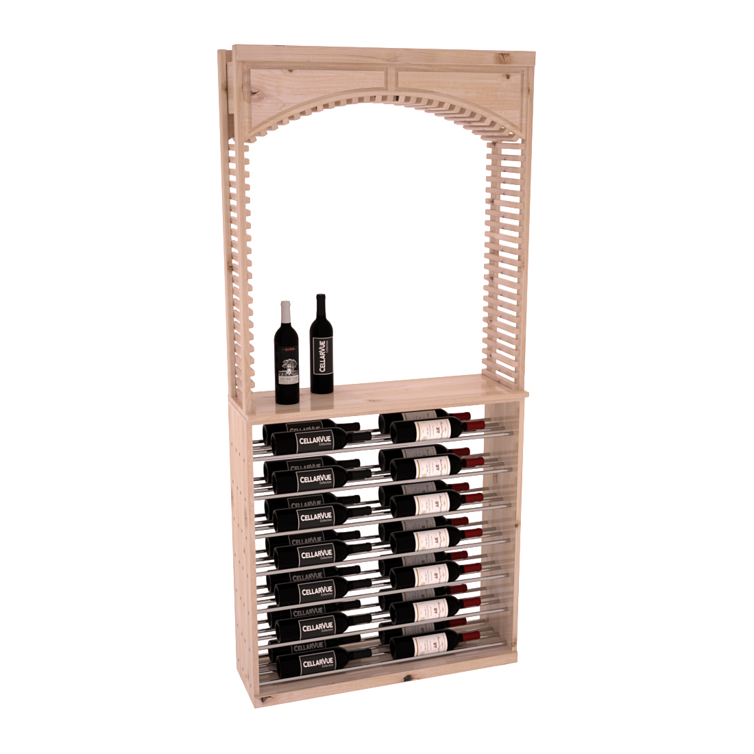 InstaCellar 35" Cellar Arch / Horizontal Display Combo – Knotty Alder / Walnut stained