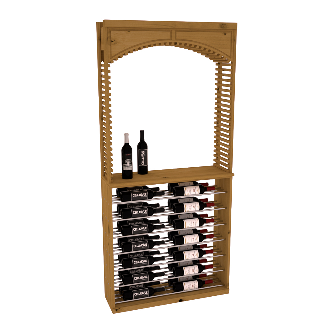 InstaCellar 35" Cellar Arch / Horizontal Display Combo – Ponderosa Pine / Walnut stained