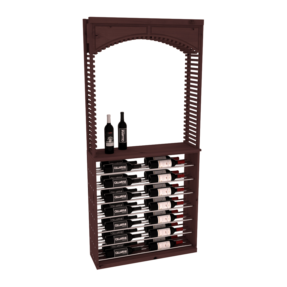 InstaCellar 35" Cellar Arch / Horizontal Display Combo – Premium Redwood / Greywash stained