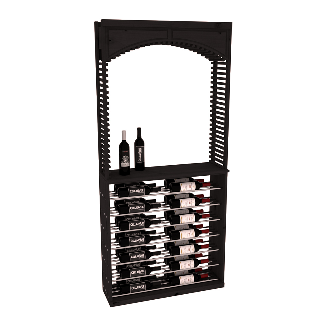 InstaCellar 35" Cellar Arch / Horizontal Display Combo – Ponderosa Pine / Walnut stained