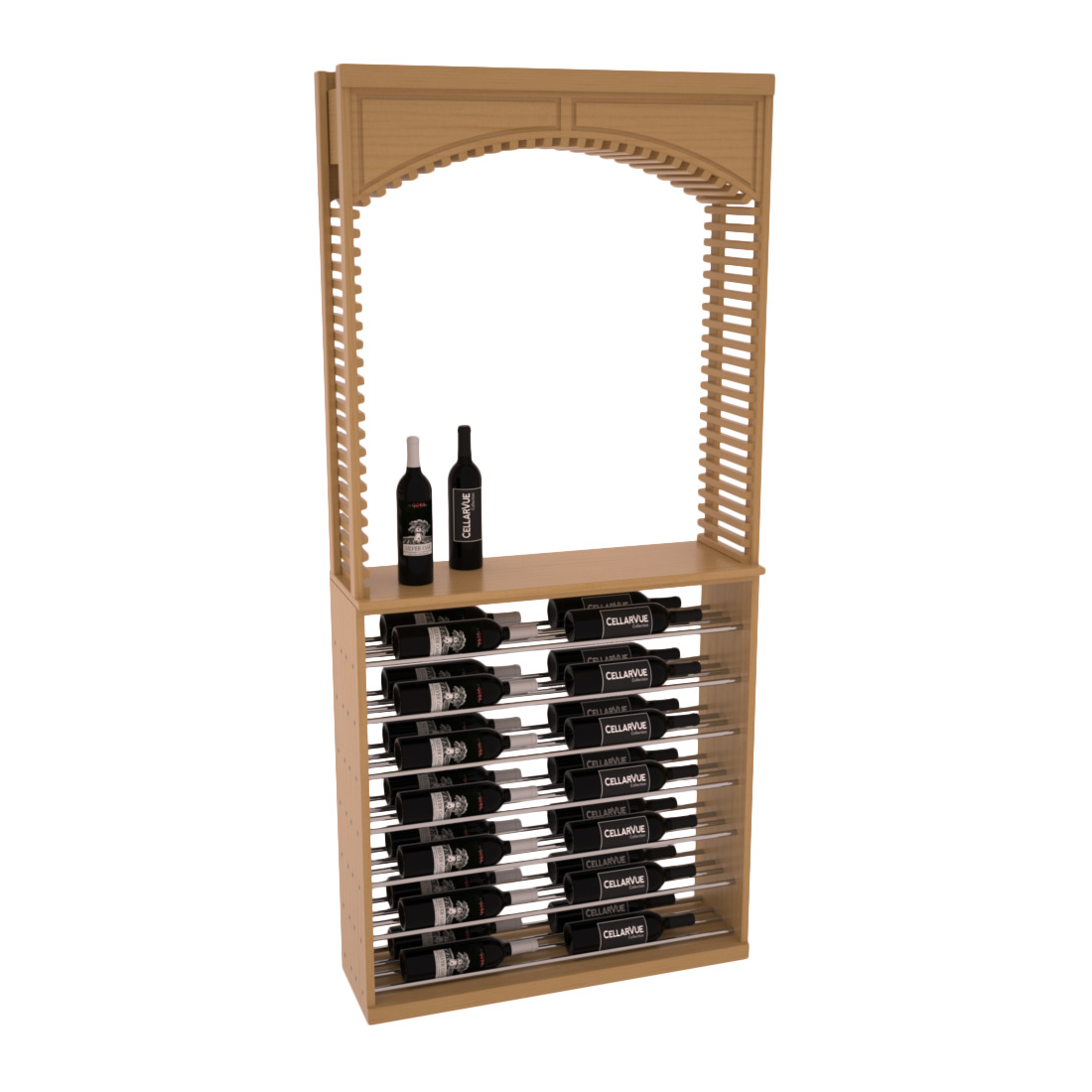InstaCellar 35" Cellar Arch / Horizontal Display Combo – Knotty Alder / Walnut stained