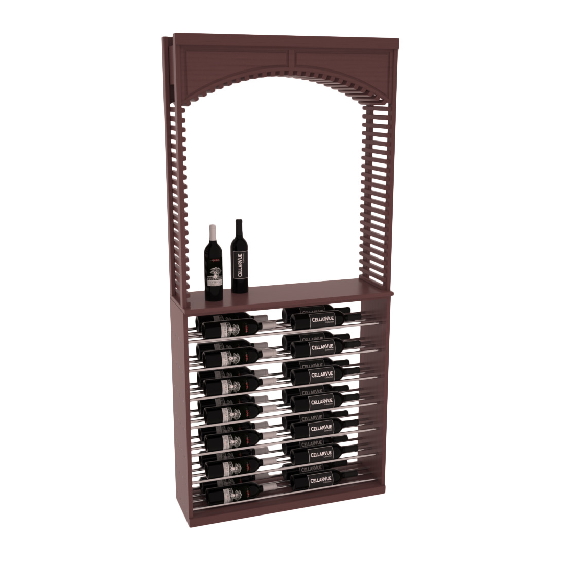 InstaCellar 35" Cellar Arch / Horizontal Display Combo – Premium Redwood / Walnut stained