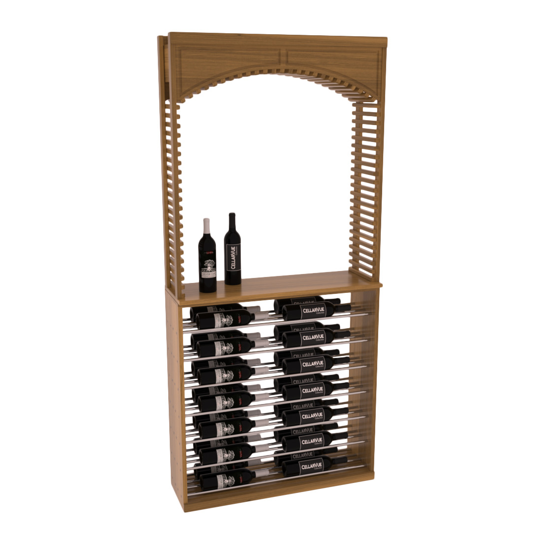 InstaCellar 35" Cellar Arch / Horizontal Display Combo – Knotty Alder / Oak stained
