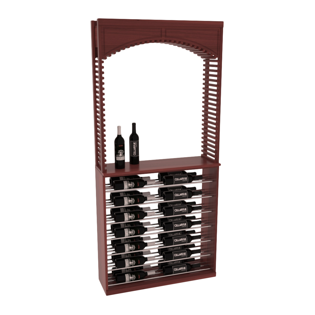 InstaCellar 35" Cellar Arch / Horizontal Display Combo – Ponderosa Pine / Greywash stained