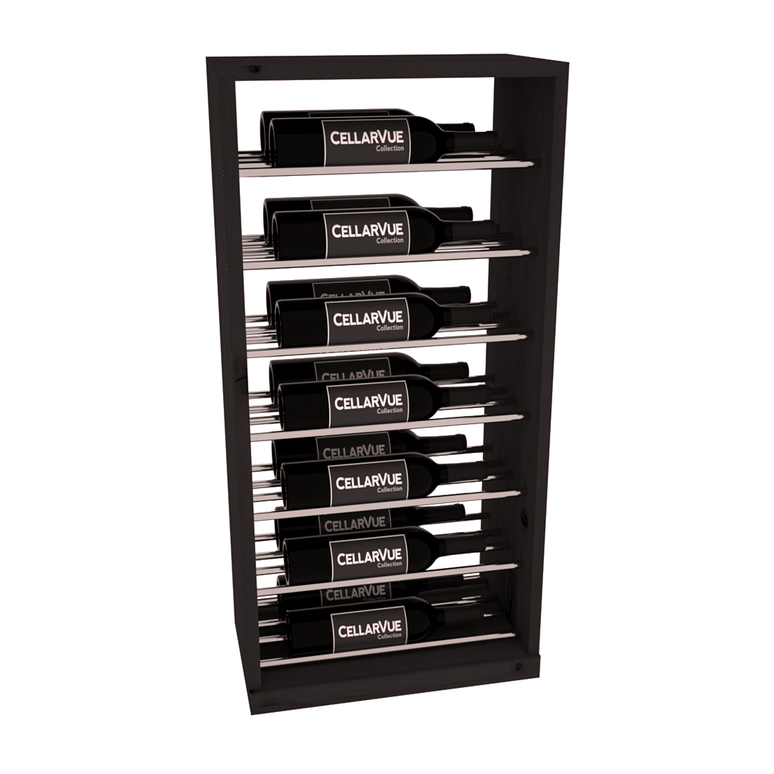 InstaCellar 17.5" Horizontal Base Display – Black Metal Rods – Knotty Alder / Oak stained