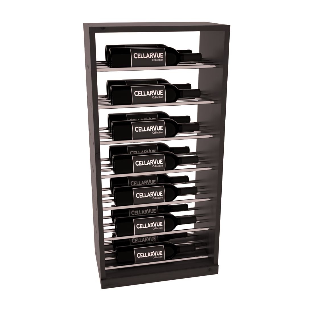 InstaCellar 17.5" Horizontal Base Display – Black Metal Rods – Ponderosa Pine / Walnut stained