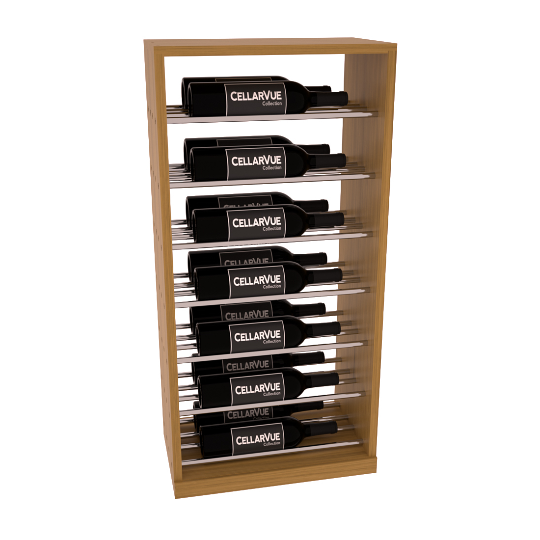 InstaCellar 17.5" Horizontal Base Display – Black Metal Rods – Grand Mahogany / Oak stained