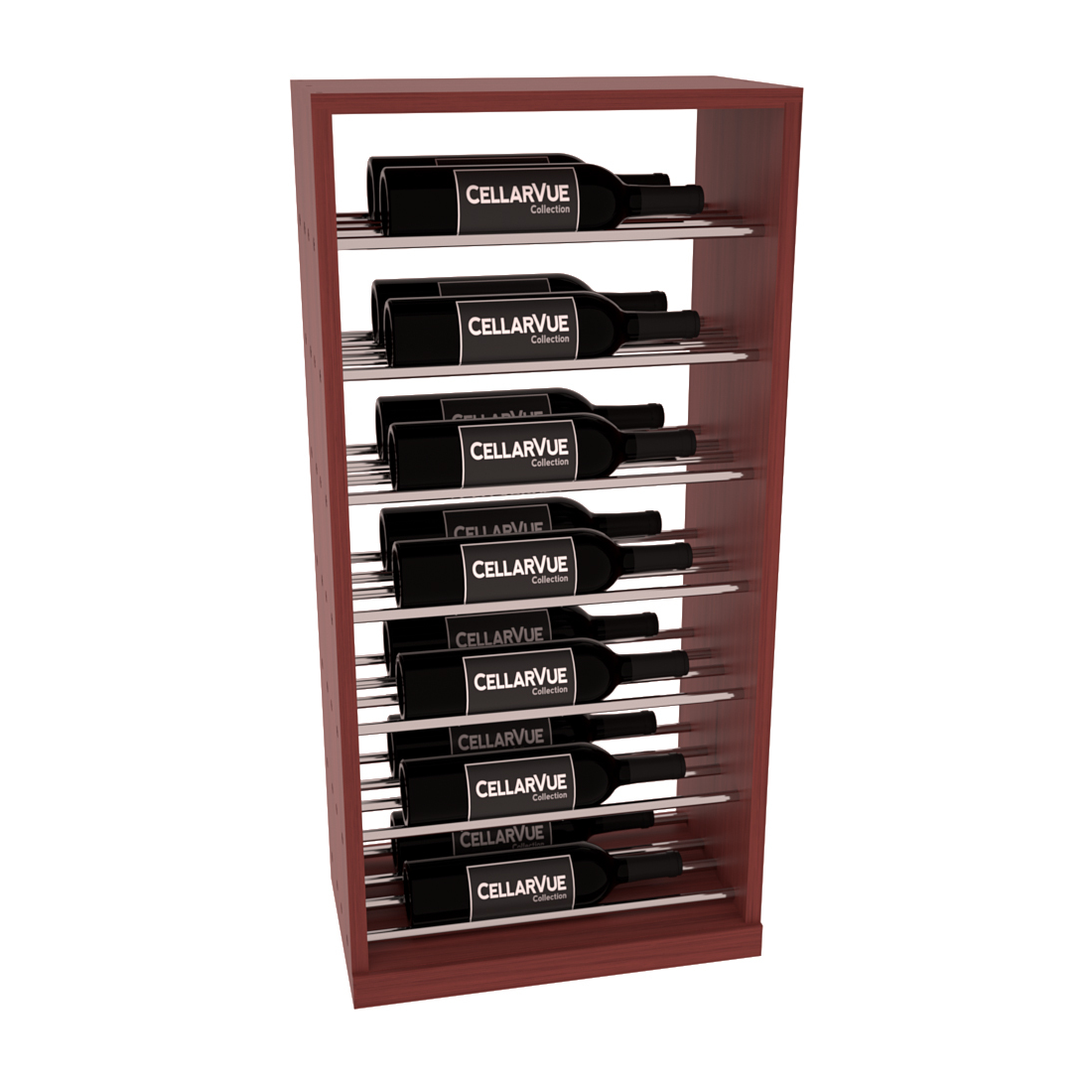 InstaCellar 17.5" Horizontal Base Display – Black Metal Rods – Grand Mahogany / Cherry stained