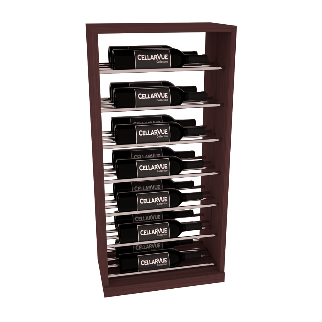 InstaCellar 17.5" Horizontal Base Display – Black Metal Rods – Grand Mahogany / Walnut stained