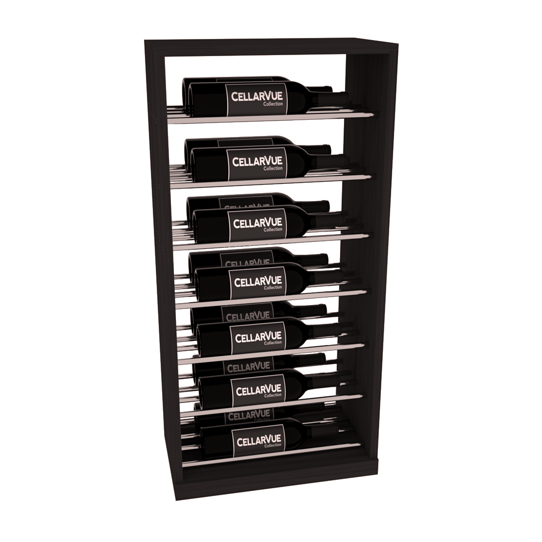 InstaCellar 17.5" Horizontal Base Display – Black Metal Rods – Grand Mahogany / Black stained