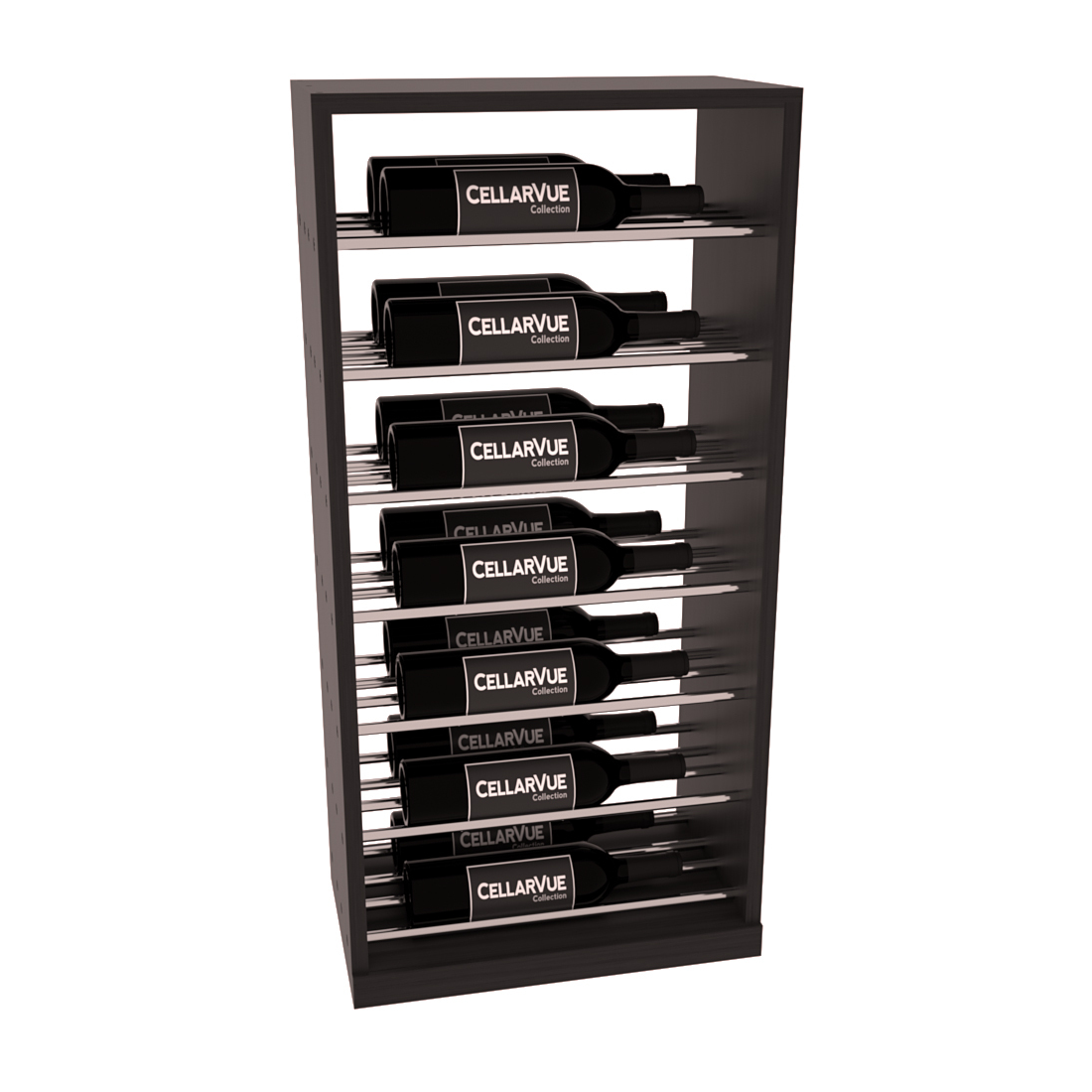 InstaCellar 17.5" Horizontal Base Display – Black Metal Rods – Grand Mahogany / Black stained