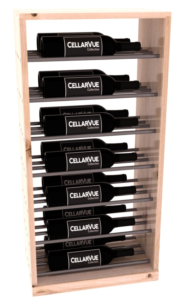 InstaCellar 17.5" Horizontal Base Display – Gunmetal Rods – Knotty Alder / Unstained