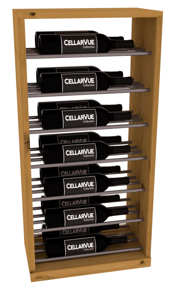 InstaCellar 17.5" Horizontal Base Display – Gunmetal Rods – Knotty Alder / Oak stained