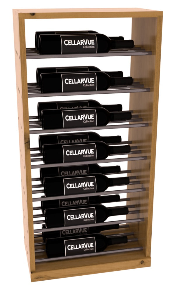 InstaCellar 17.5" Horizontal Base Display – Gunmetal Rods – Knotty Alder / Oak stained