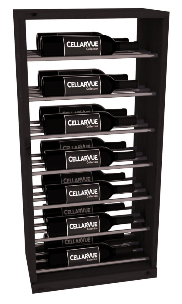 InstaCellar 17.5" Horizontal Base Display – Gunmetal Rods – Knotty Alder / Black stained