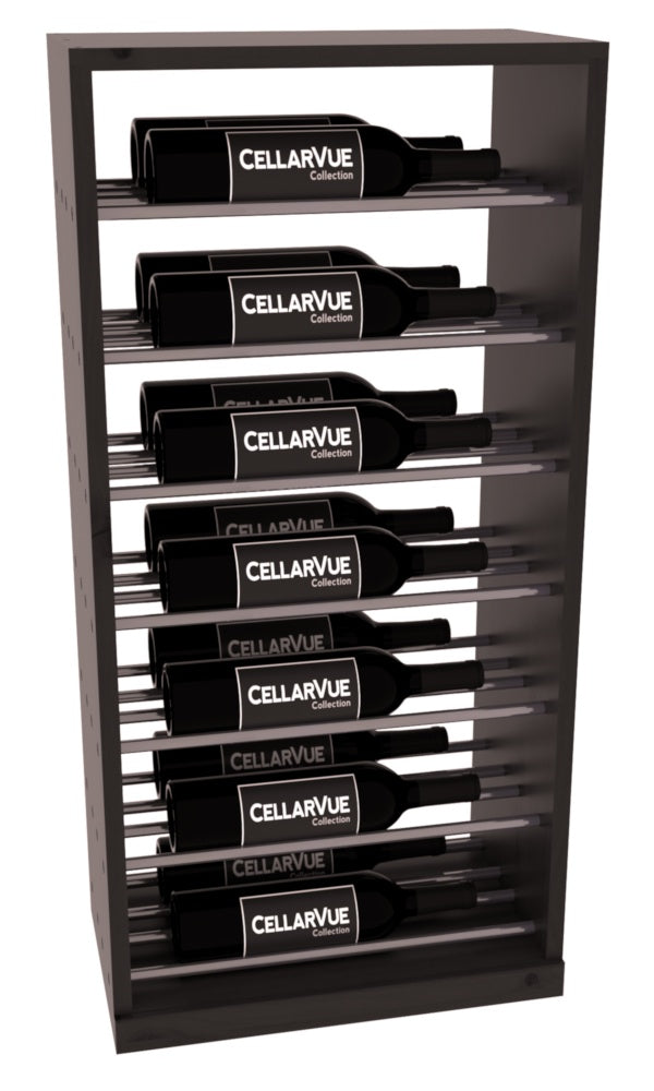 InstaCellar 17.5" Horizontal Base Display – Gunmetal Rods – Knotty Alder / Black stained