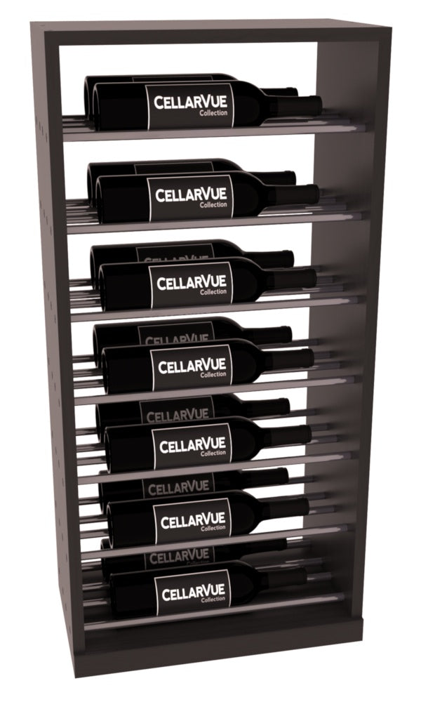 InstaCellar 17.5" Horizontal Base Display – Gunmetal Rods – Ponderosa Pine / Black stained
