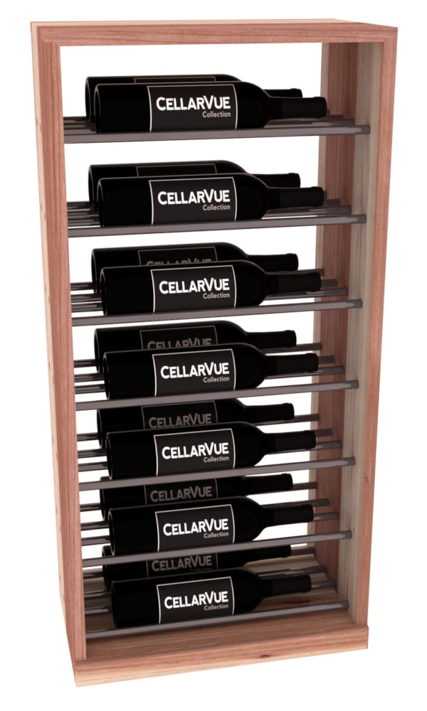 InstaCellar 17.5" Horizontal Base Display – Gunmetal Rods – Premium Redwood / Unstained