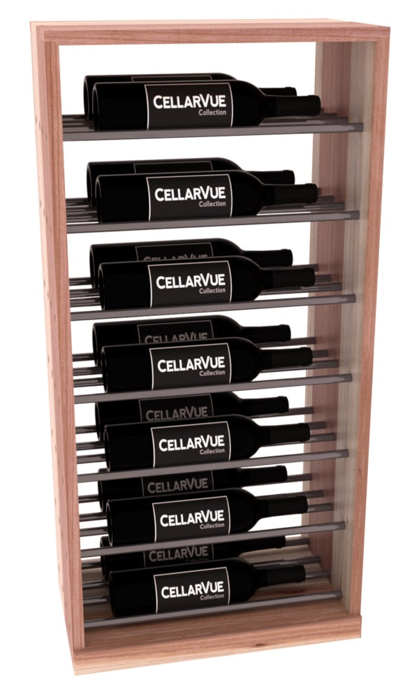 InstaCellar 17.5" Horizontal Base Display – Gunmetal Rods – Premium Redwood / Unstained