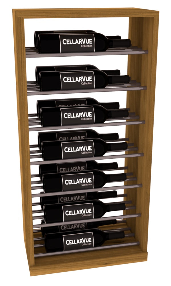 InstaCellar 17.5" Horizontal Base Display – Gunmetal Rods – Premium Redwood / Oak stained