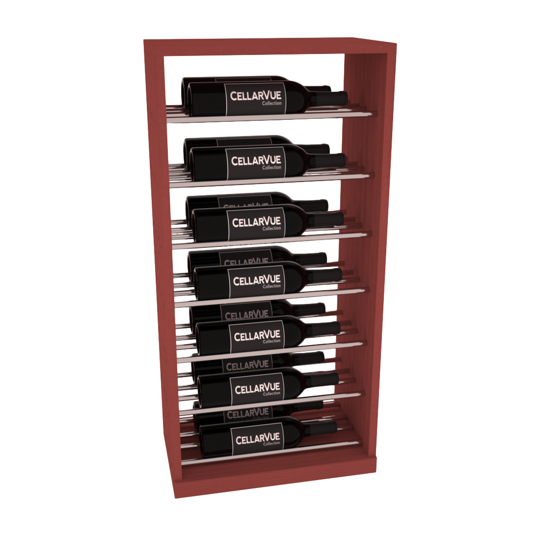 InstaCellar 17.5" Horizontal Base Display – Black Metal Rods – Premium Redwood / Walnut stained