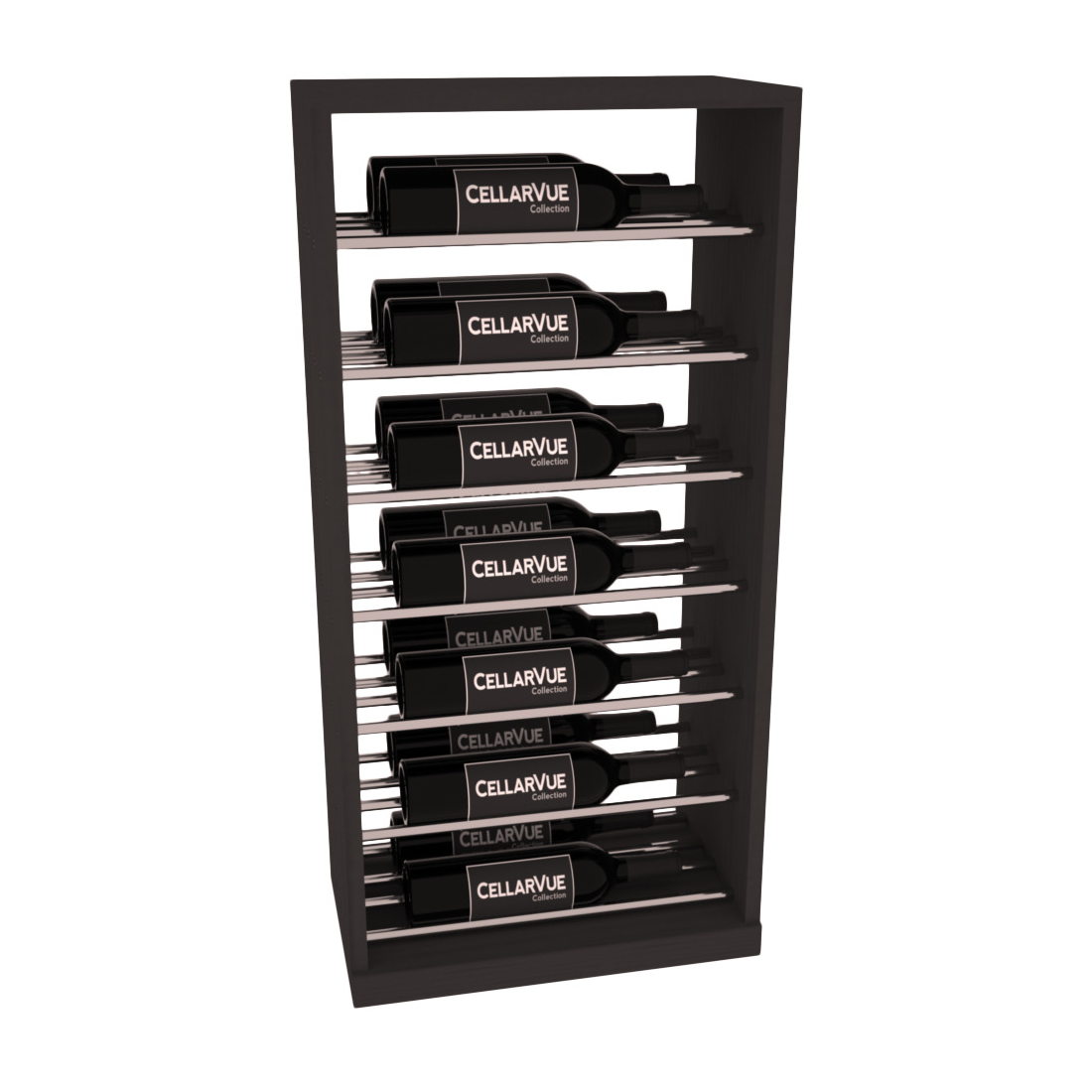 InstaCellar 17.5" Horizontal Base Display – Black Metal Rods – Knotty Alder / Black stained