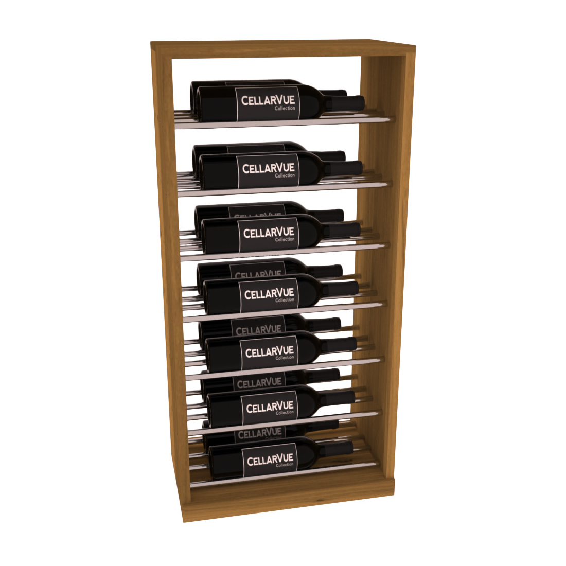 InstaCellar 17.5" Horizontal Base Display – Black Metal Rods – Knotty Alder / Walnut stained