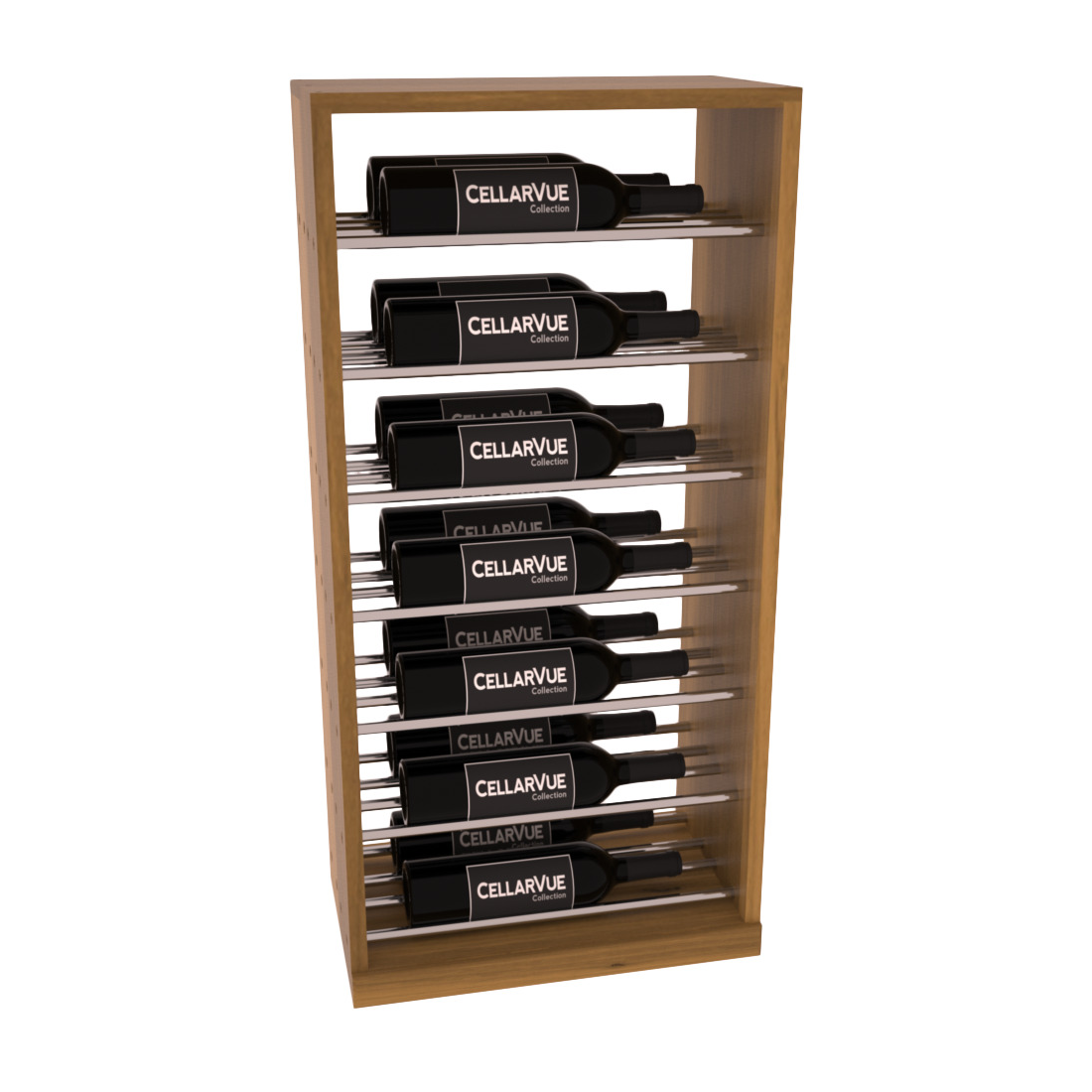 InstaCellar 17.5" Horizontal Base Display – Black Metal Rods – Knotty Alder / Walnut stained