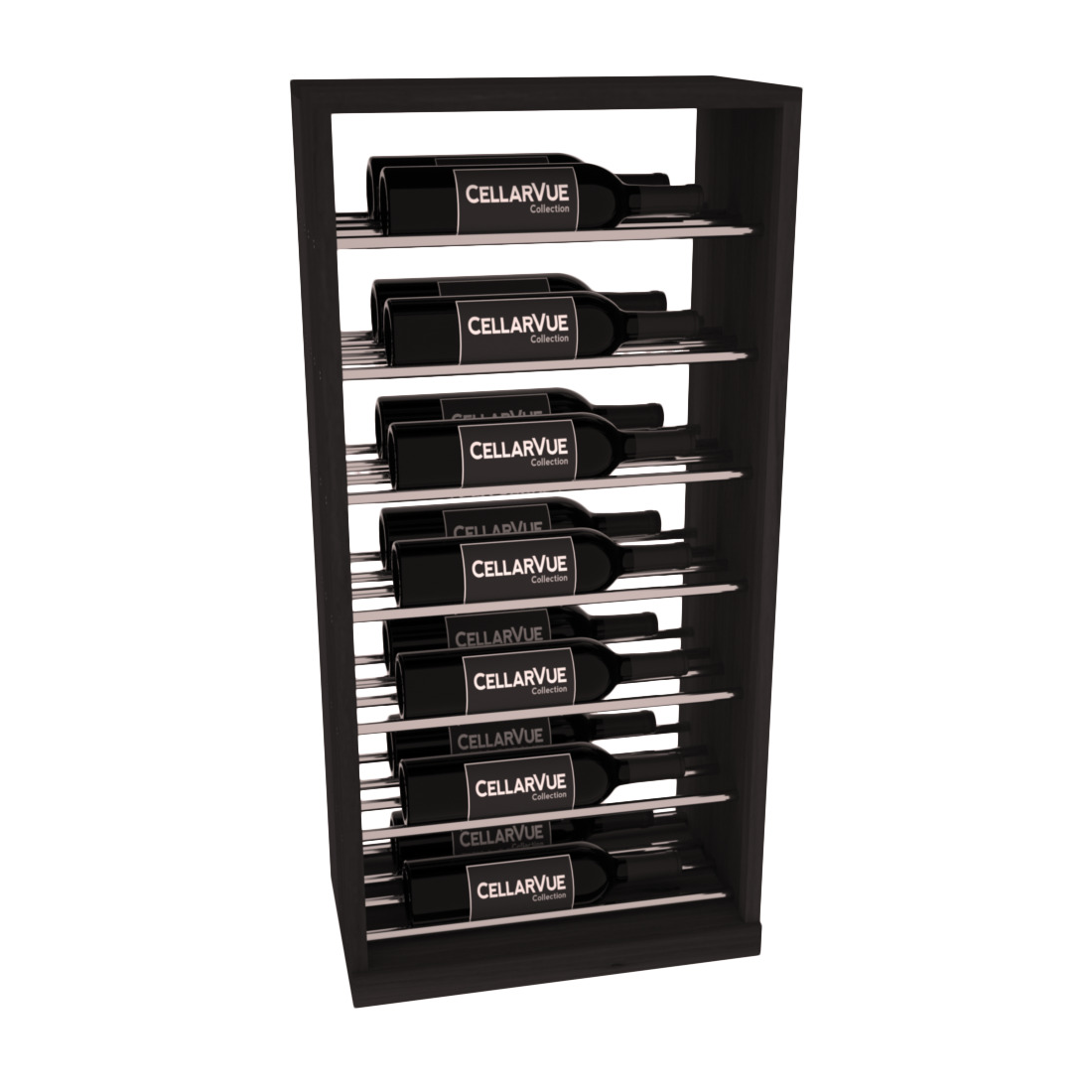 InstaCellar 17.5" Horizontal Base Display – Black Metal Rods – Premium Redwood / Greywash stained