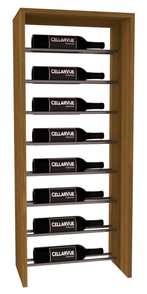 InstaCellar 17.5" Horizontal Top Display – Gunmetal Rods – Premium Redwood / Oak stained