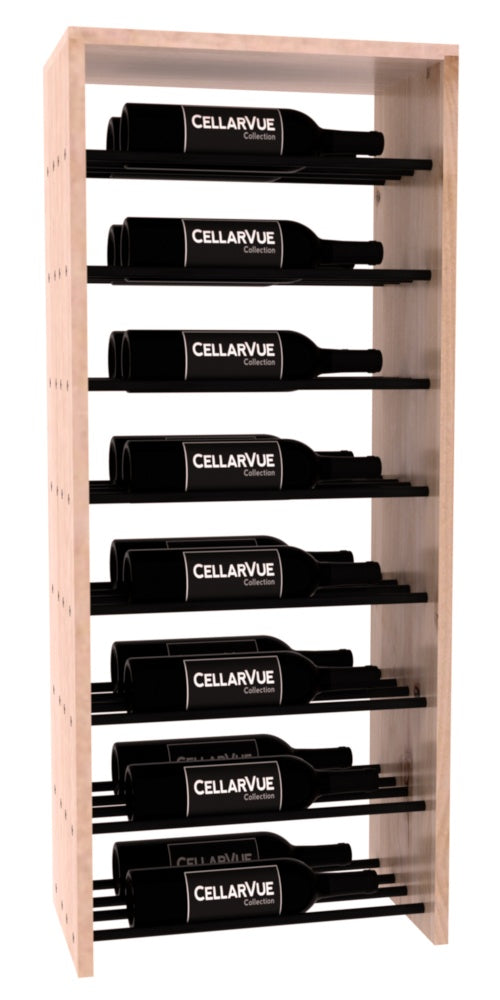 InstaCellar 17.5" Horizontal Double Deep Top Display – Black Metal Rods – Premium Redwood / Unstained