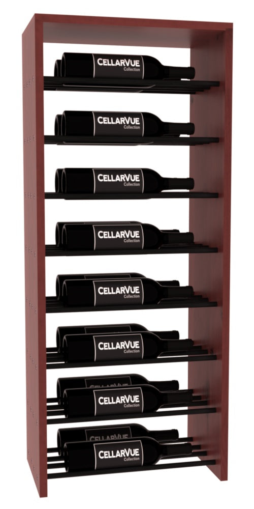 InstaCellar 17.5" Horizontal Double Deep Top Display – Black Metal Rods – Premium Redwood / Cherry stained
