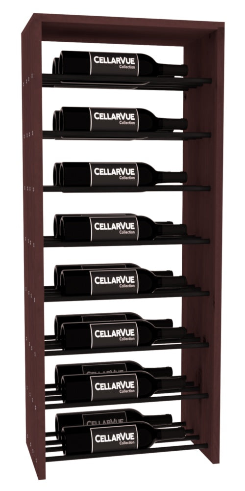 InstaCellar 17.5" Horizontal Double Deep Top Display – Black Metal Rods – Premium Redwood / Walnut stained
