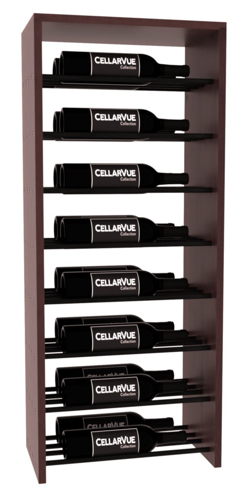 InstaCellar 17.5" Horizontal Double Deep Top Display – Black Metal Rods – Premium Redwood / Walnut stained