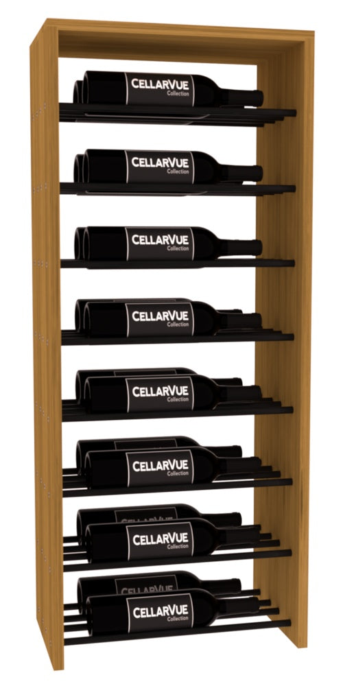InstaCellar 17.5" Horizontal Double Deep Top Display – Black Metal Rods – Ponderosa Pine / Oak stained
