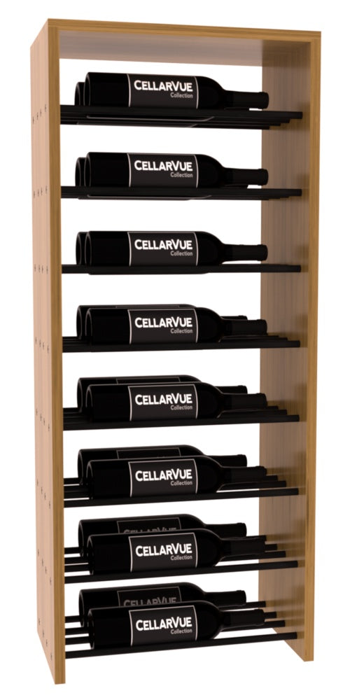 InstaCellar 17.5" Horizontal Double Deep Top Display – Black Metal Rods – Ponderosa Pine / Oak stained
