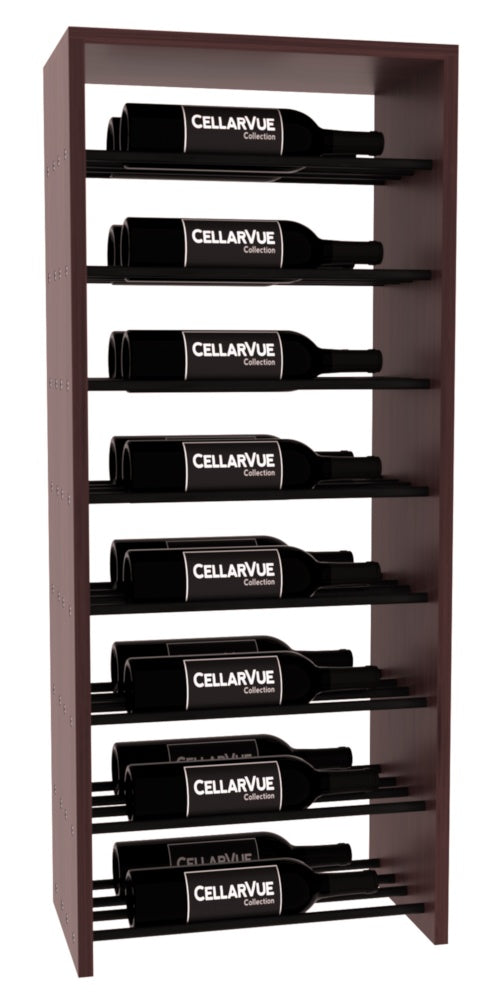 InstaCellar 17.5" Horizontal Double Deep Top Display – Black Metal Rods – Ponderosa Pine / Walnut stained