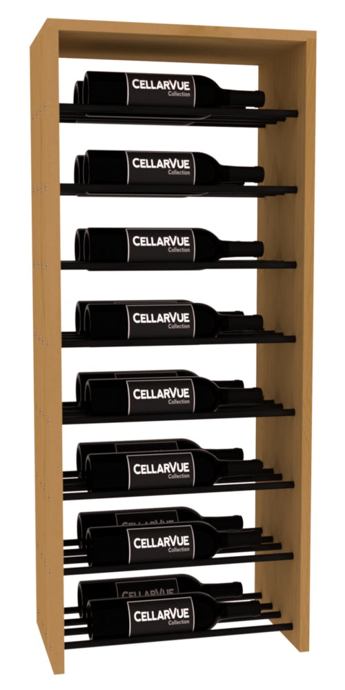 InstaCellar 17.5" Horizontal Double Deep Top Display – Black Metal Rods – Knotty Alder / Oak stained