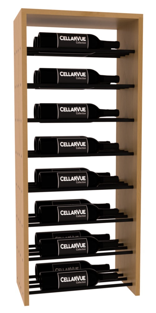 InstaCellar 17.5" Horizontal Double Deep Top Display – Black Metal Rods – Knotty Alder / Oak stained