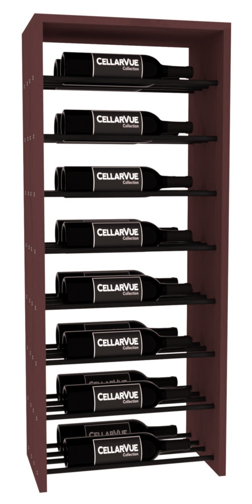 InstaCellar 17.5" Horizontal Double Deep Top Display – Black Metal Rods – Knotty Alder / Walnut stained