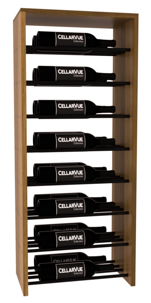 InstaCellar 17.5" Horizontal Double Deep Top Display – Black Metal Rods – Grand Mahogany / Oak stained