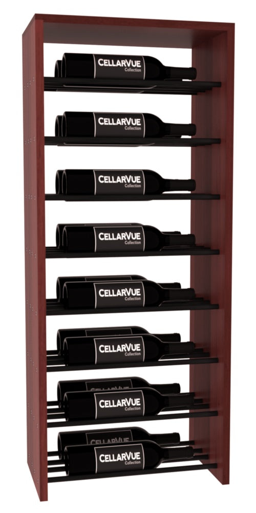 InstaCellar 17.5" Horizontal Double Deep Top Display – Black Metal Rods – Grand Mahogany / Cherry stained