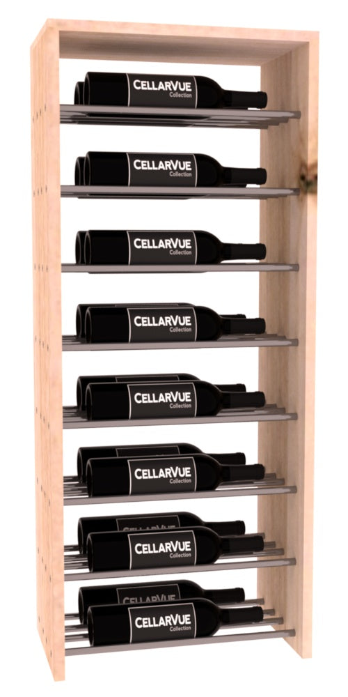 InstaCellar 17.5" Horizontal Double Deep Top Display – Gunmetal Rods – Knotty Alder / Unstained