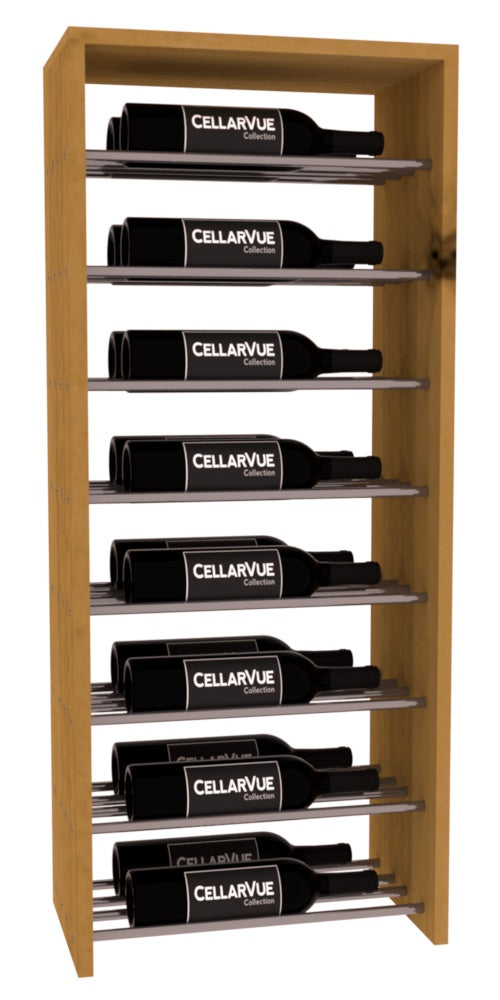 InstaCellar 17.5" Horizontal Double Deep Top Display – Gunmetal Rods – Knotty Alder / Oak stained