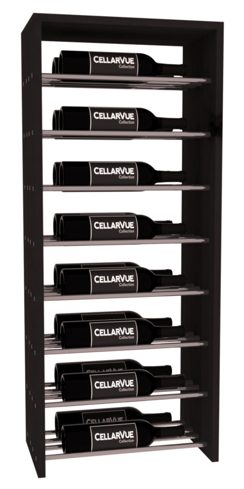 InstaCellar 17.5" Horizontal Double Deep Top Display – Gunmetal Rods – Knotty Alder / Black stained