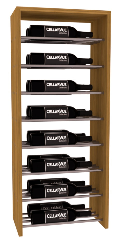 InstaCellar 17.5" Horizontal Double Deep Top Display – Gunmetal Rods – Grand Mahogany / Oak stained