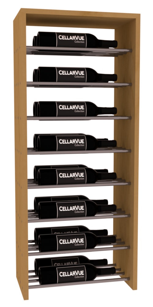 InstaCellar 17.5" Horizontal Double Deep Top Display – Gunmetal Rods – Ponderosa Pine / Oak stained