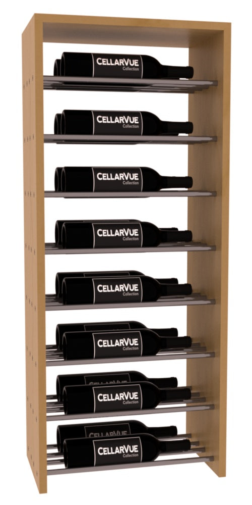 InstaCellar 17.5" Horizontal Double Deep Top Display – Gunmetal Rods – Ponderosa Pine / Oak stained